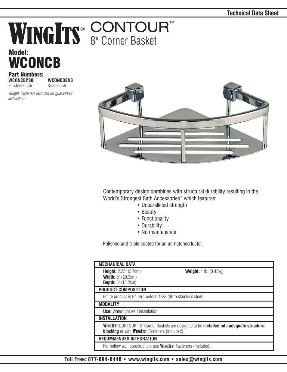 CONTOUR Corner Basket WCONCBPS8
