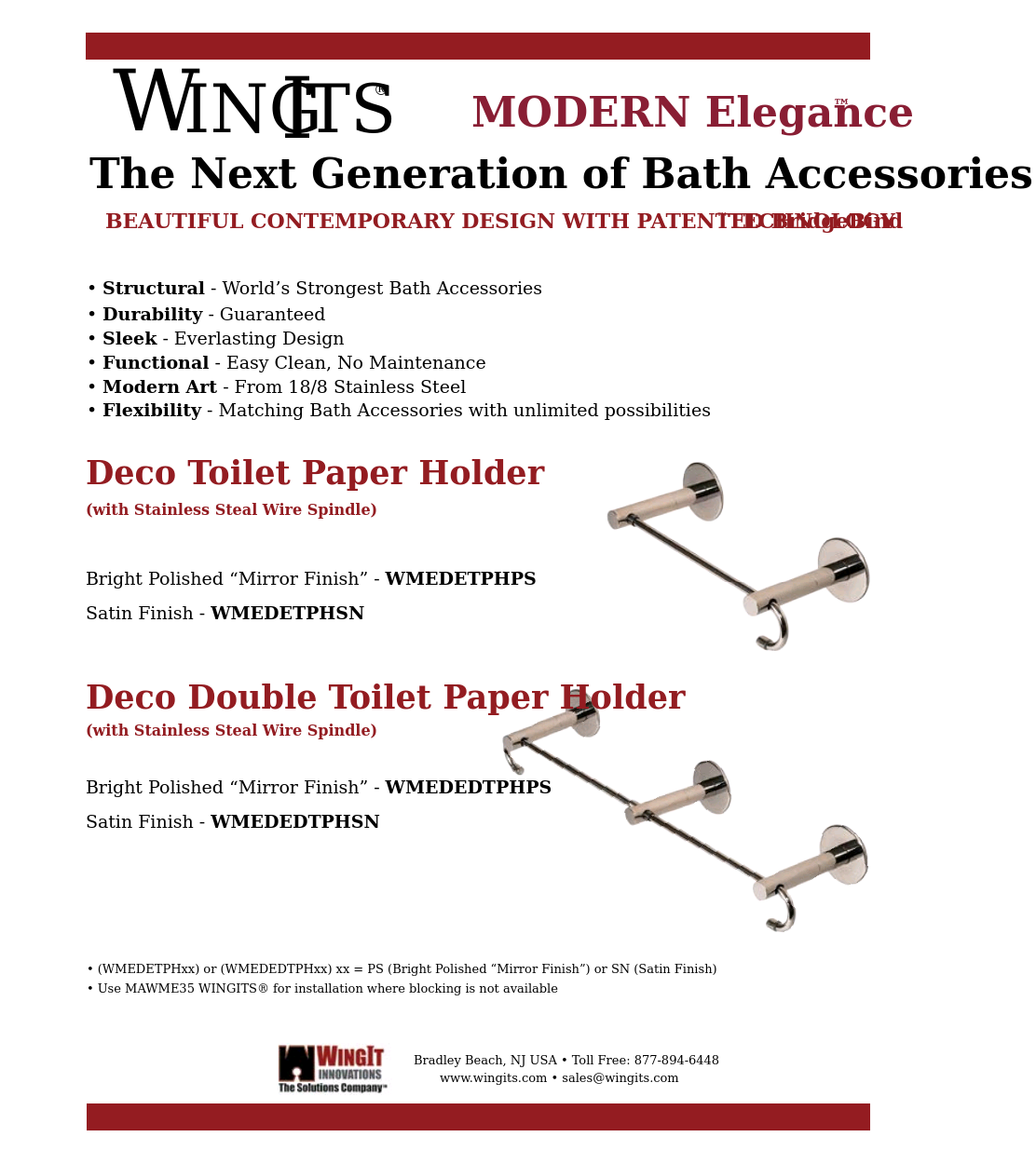 MODERN Toilet Paper Holder Deco Single WMEDETPHSN/PS