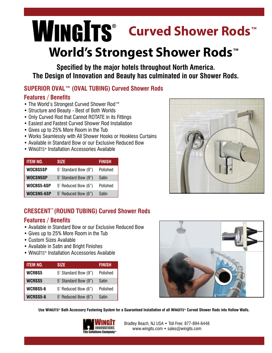 OVAL Curved Shower Rod WOCBS5-6SP
