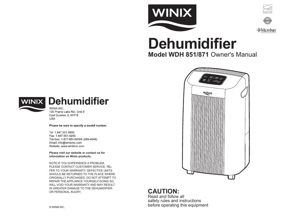 Winx Dehumidifer 871