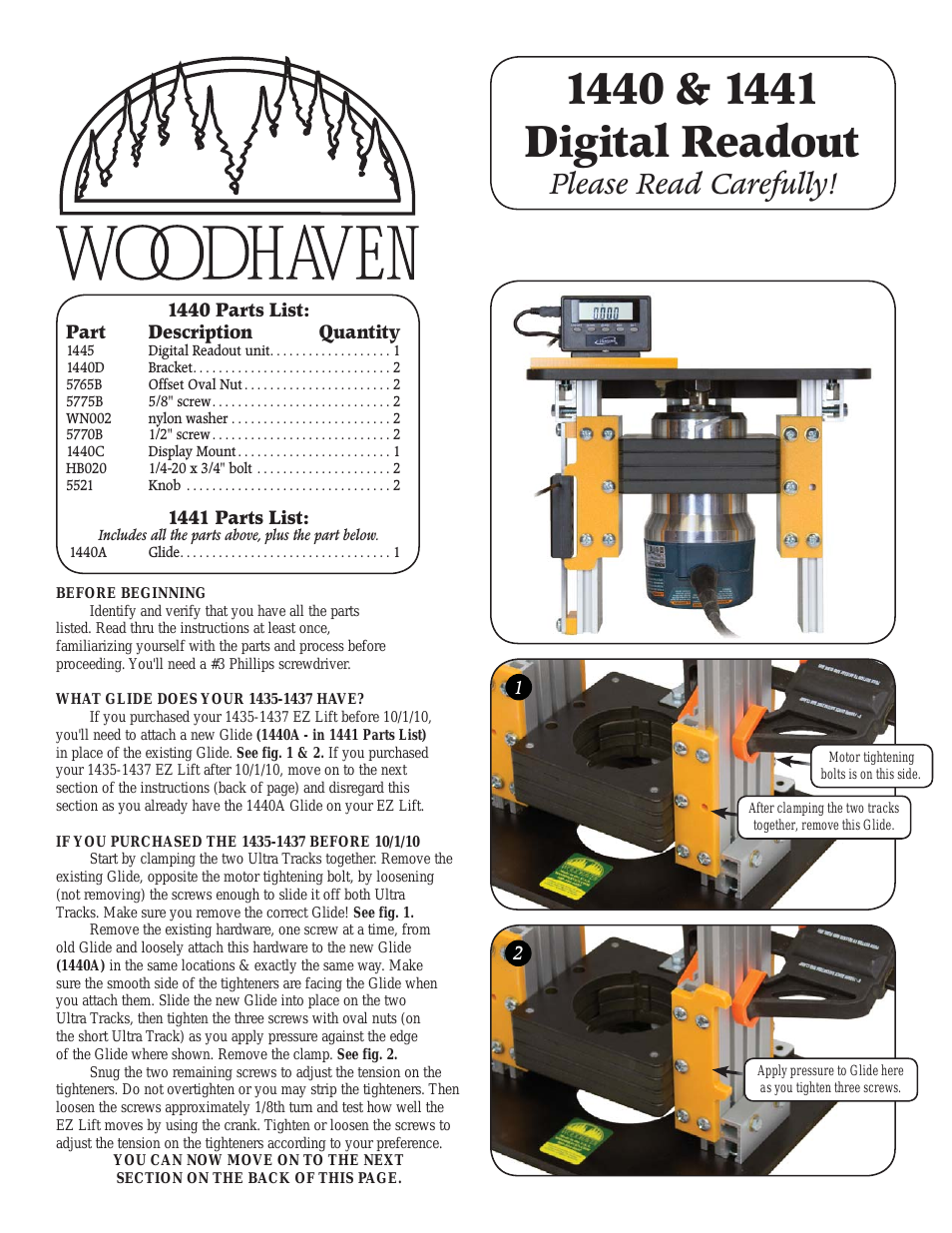 1440-1441: Digital Readout Kit for EZ Lift