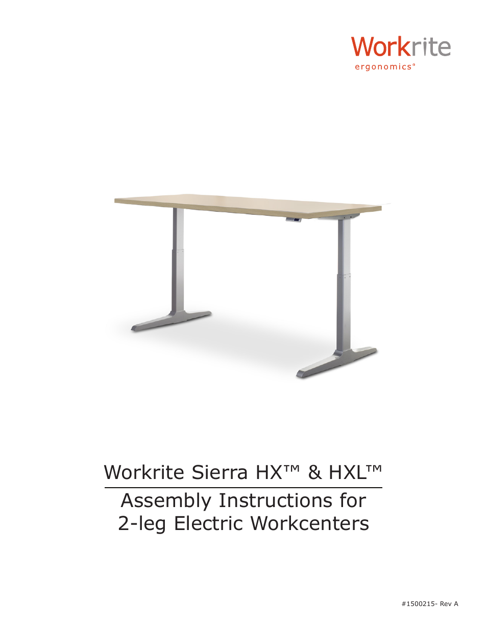 Sierra HX Electric Assembly Instructions for 2-leg Electric Workcenters
