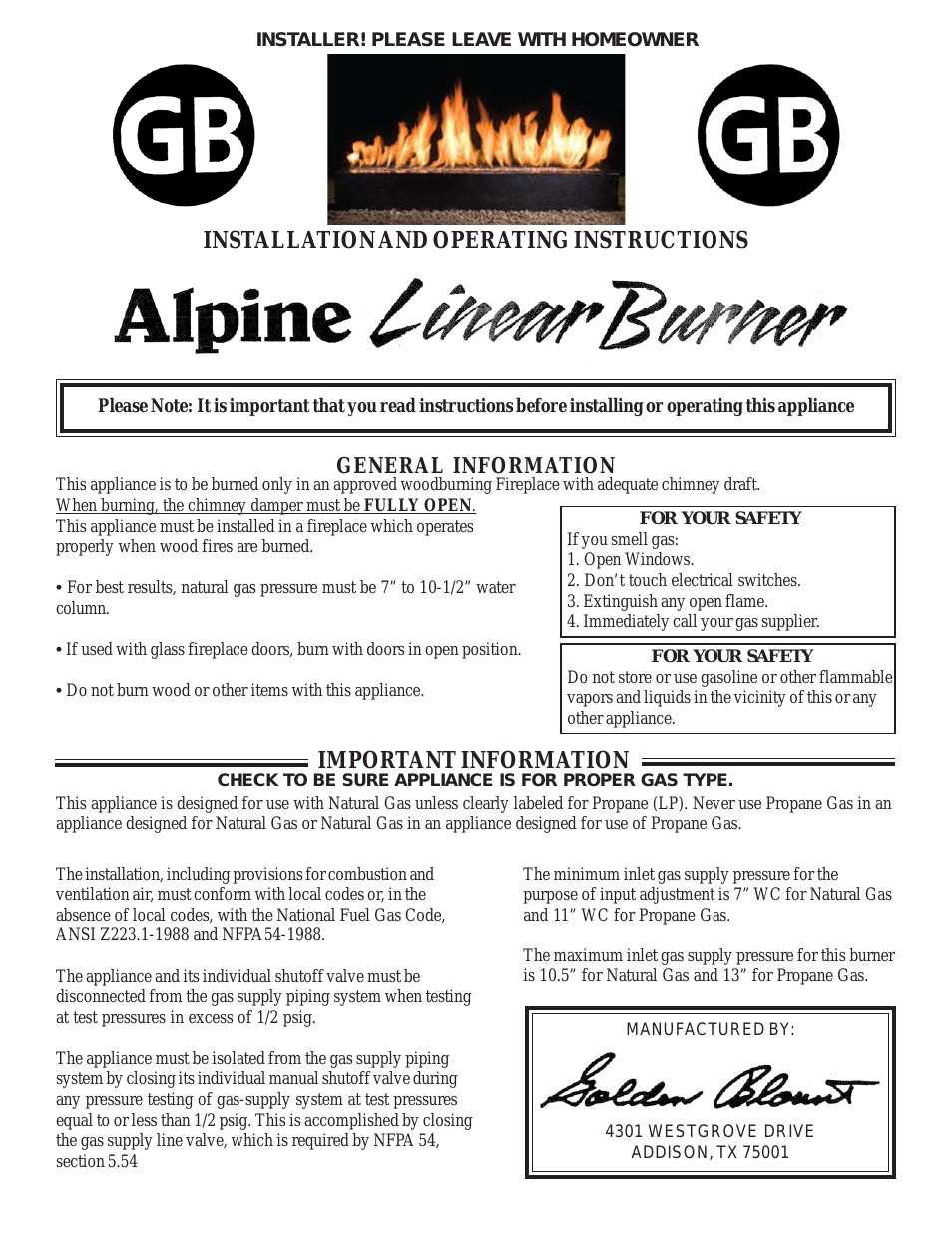Alpine Linear Burner