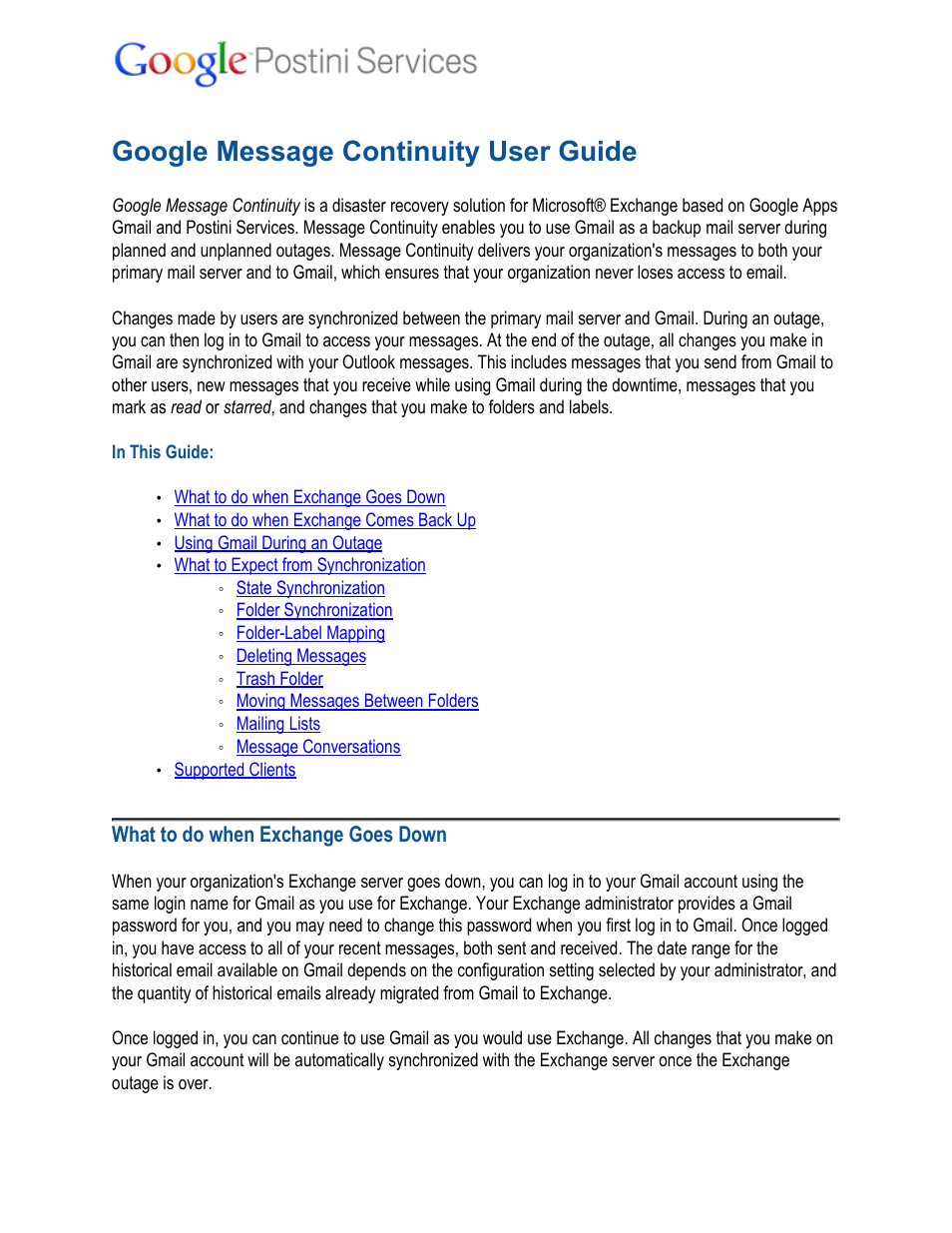 Message Continuity User Guide