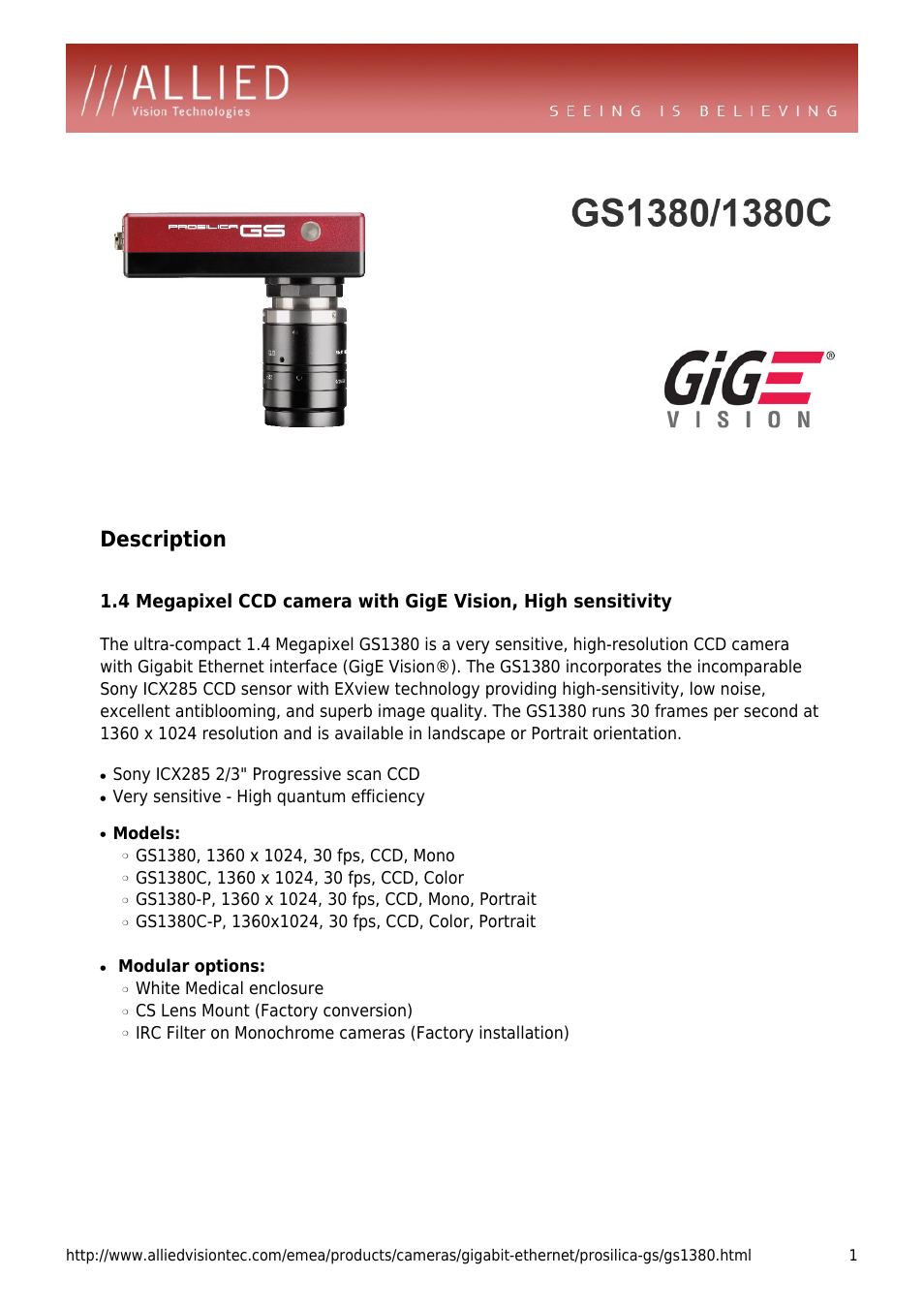 Prosilica GS1380