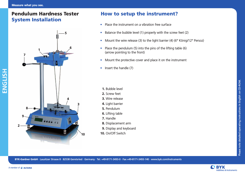 Pendulum Hardness Tester System Installation
