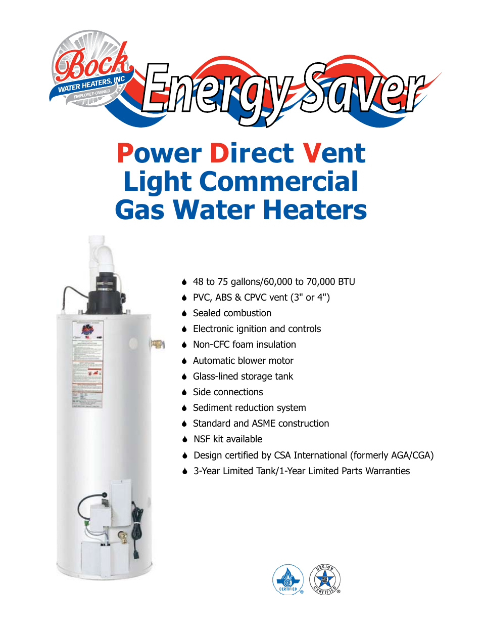 P ower D irect V ent Light Commercial Gas Water Heaters