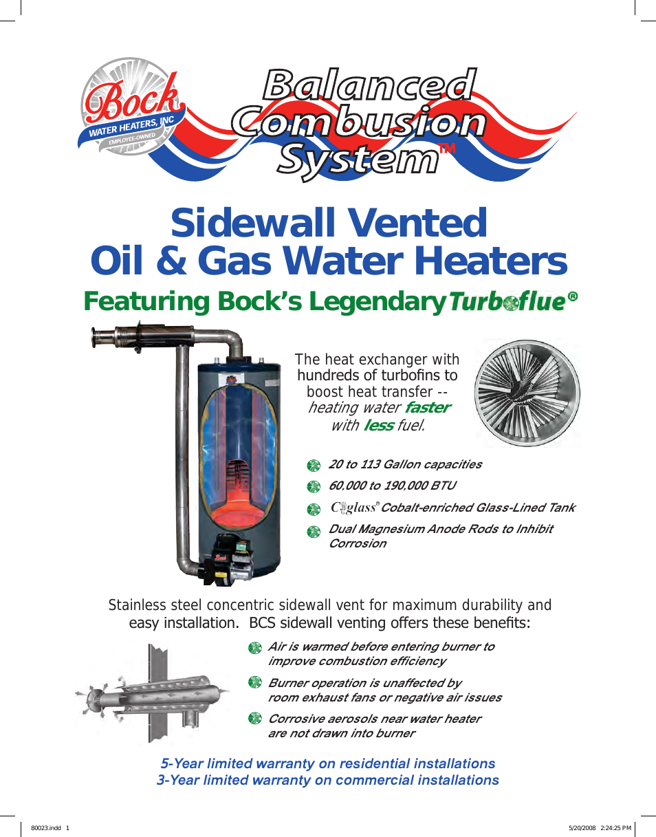 Sidewall Vented Oil & Gas Water Heaters