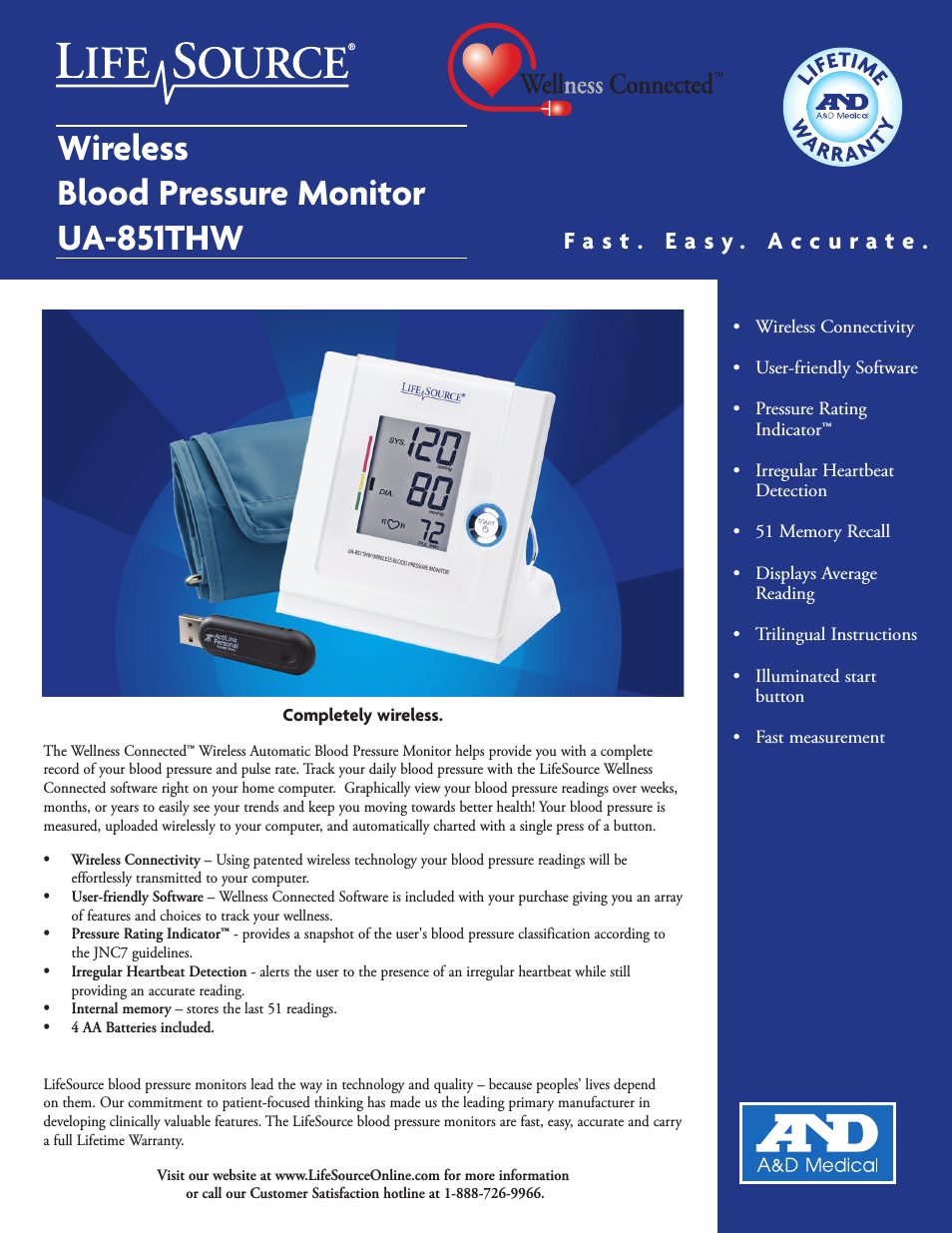 Wireless Blood Pressure Monitor UA-851THW