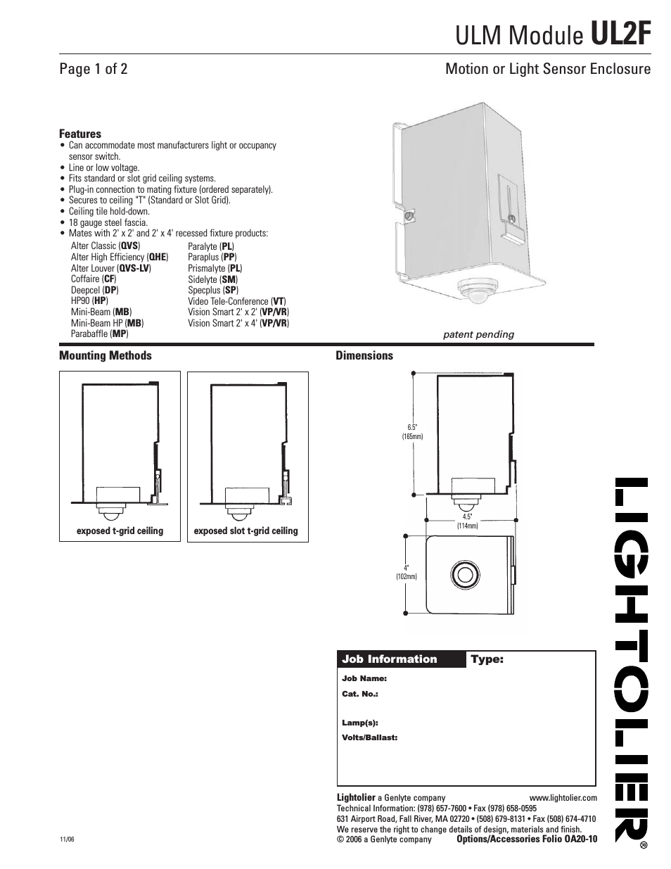 Motion or Light Sensor Enclosure OA20-10