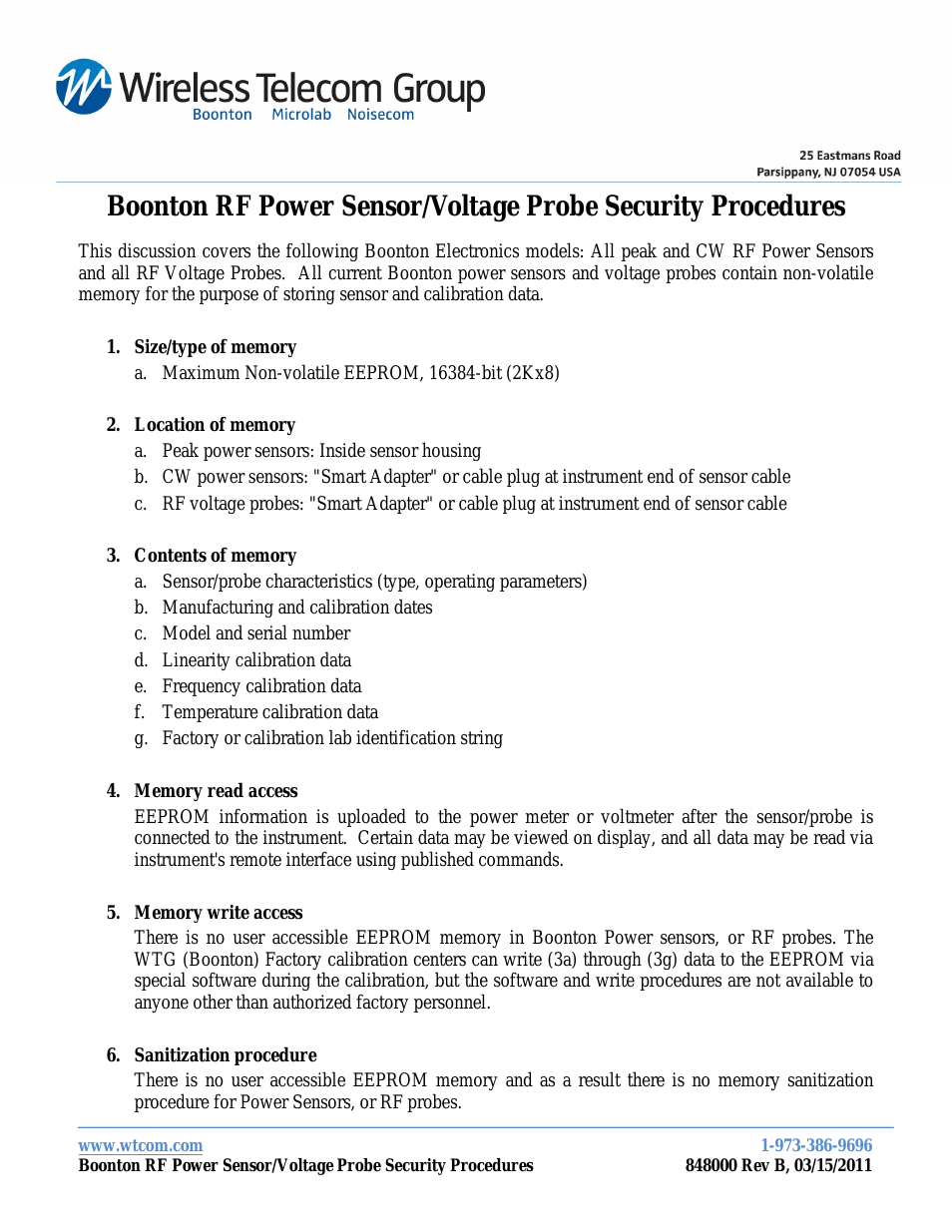 Sensor Security Procedures