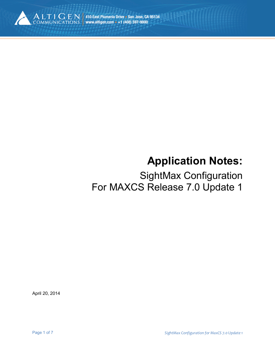 MAXCS 7.0 Update 1 SightMax