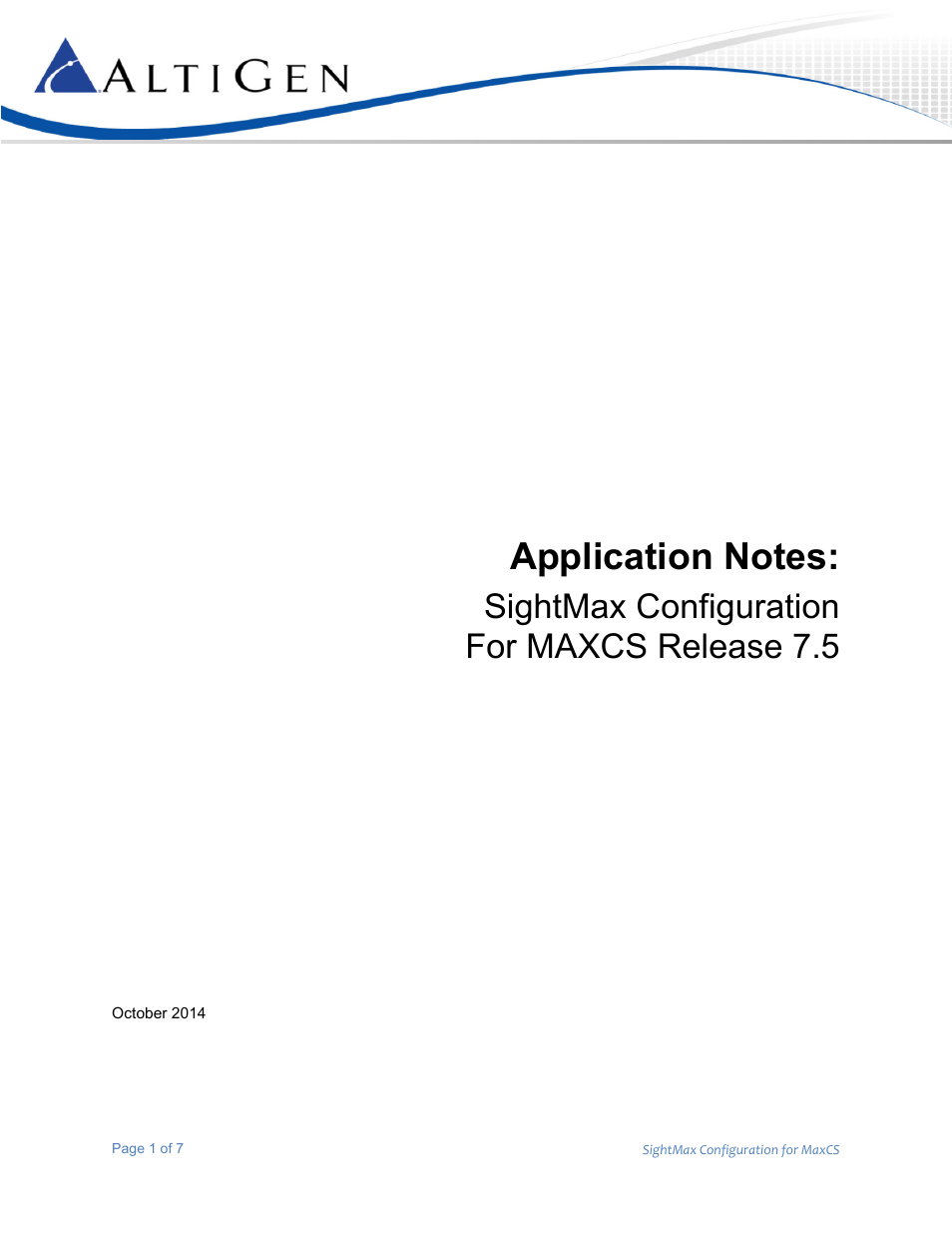 MAXCS 7.5 SightMax Configuration Guide