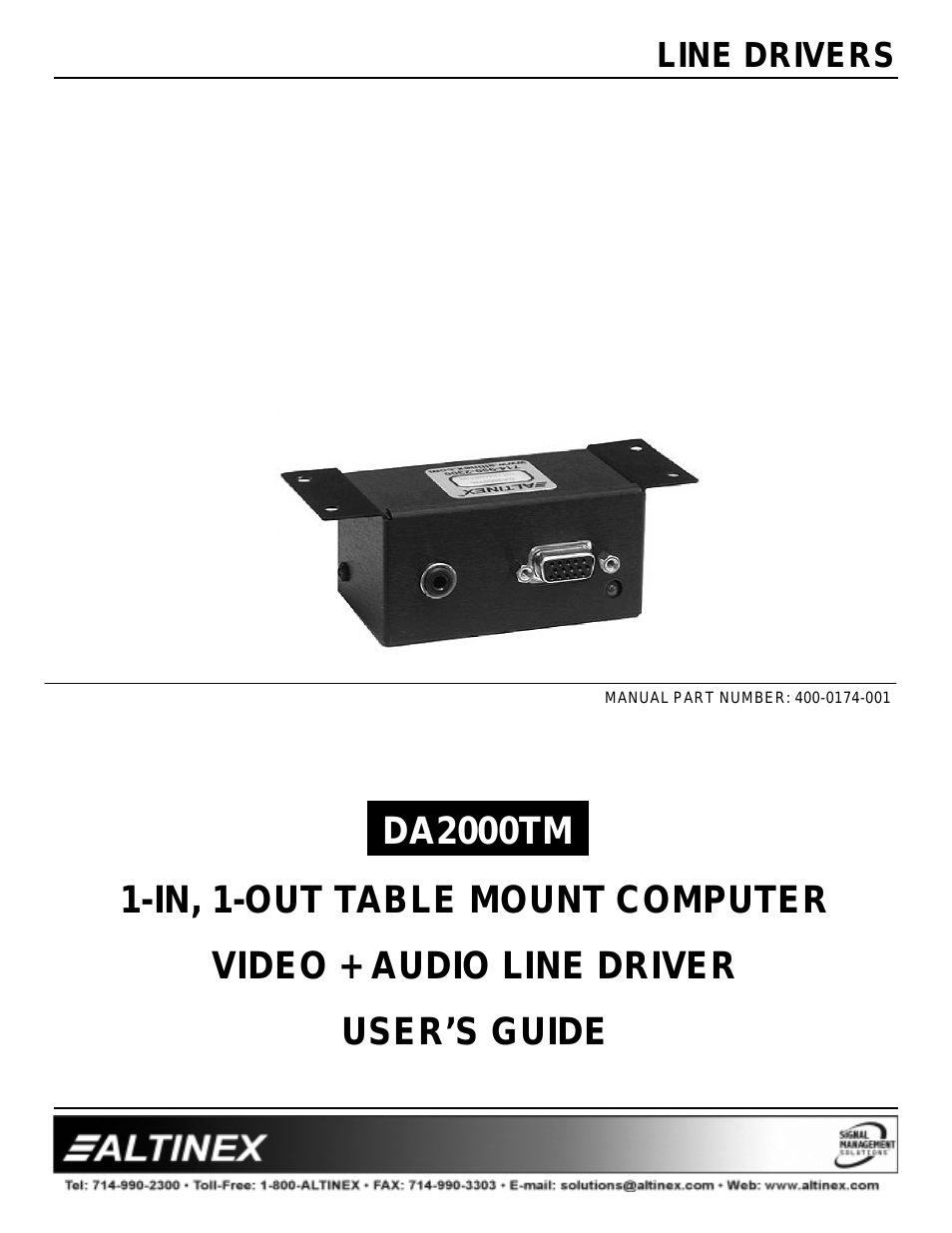 Table Mount Computer Video + Audio Line Driver DA2000TM