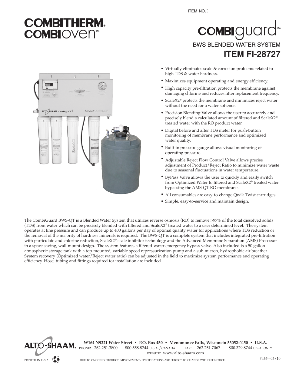 BWS BLENDED WATER SYSTEM FI-28727
