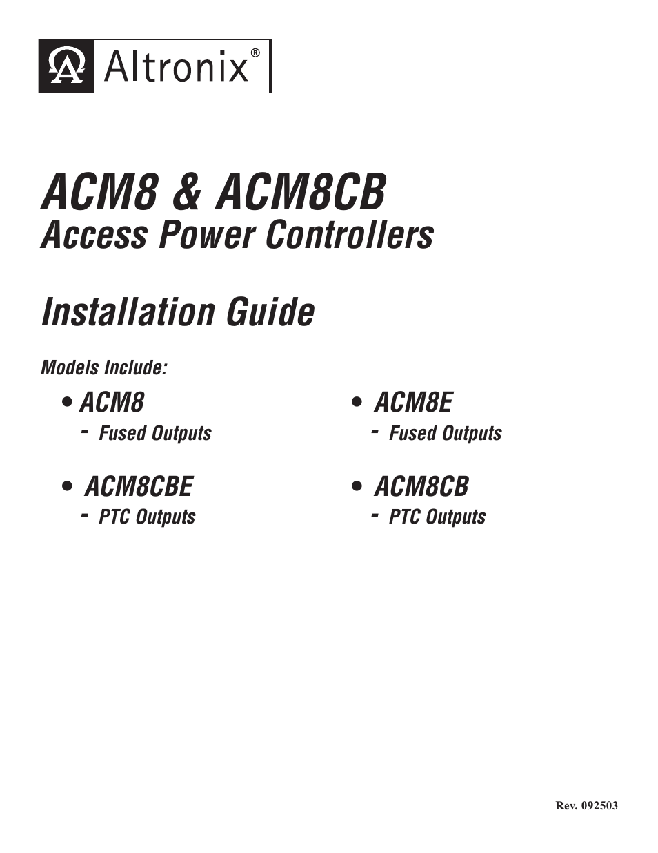 ACM8E Installation Instructions