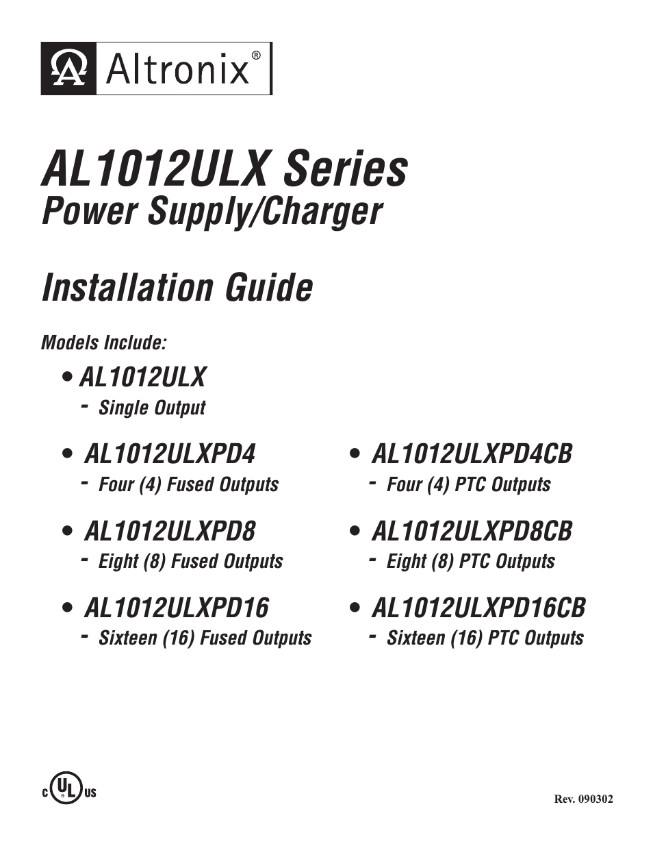 AL1012ULXPD8CB Installation Instructions