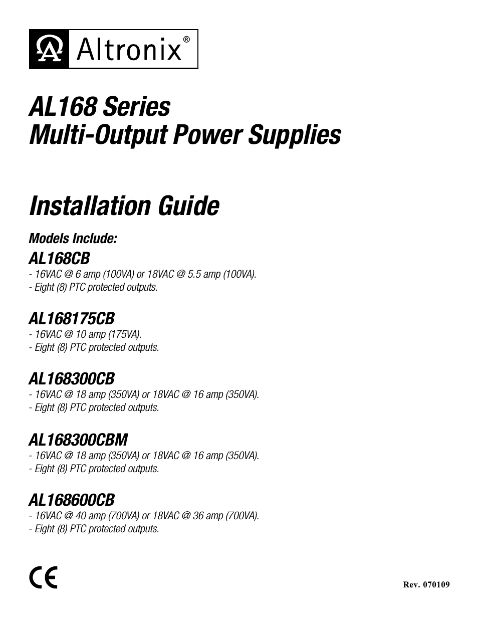 AL168 Series Installation Instructions