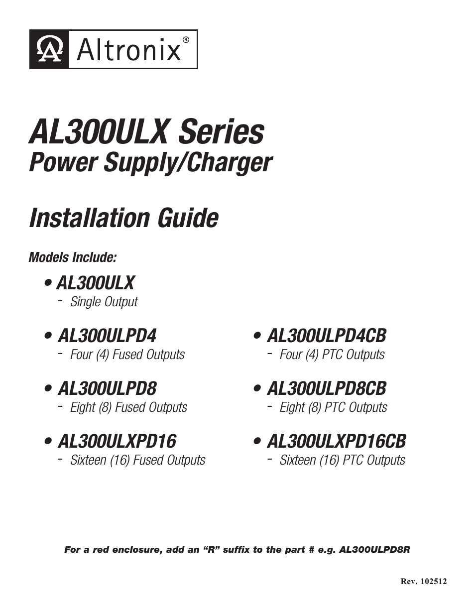 AL300ULXR Installation Instructions