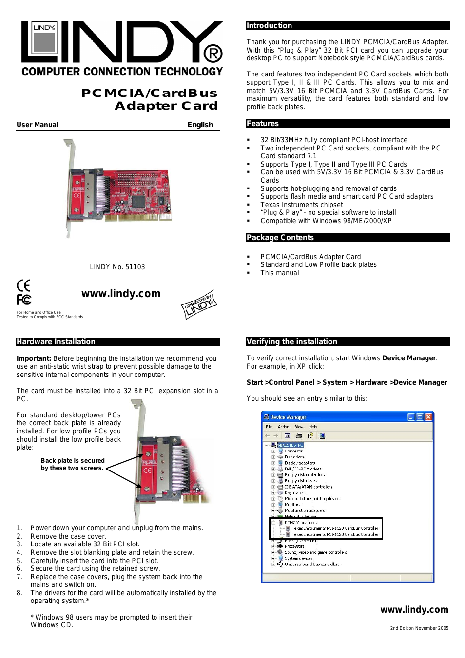 PCMCIA/CardBus Adapter Card 51103