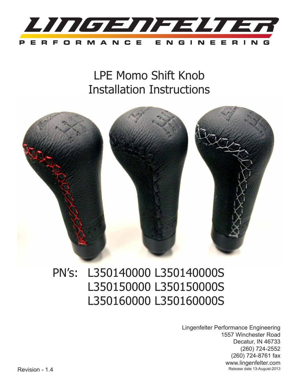 L350xx0000 Lingenfelter Momo Shift Knob v1.4