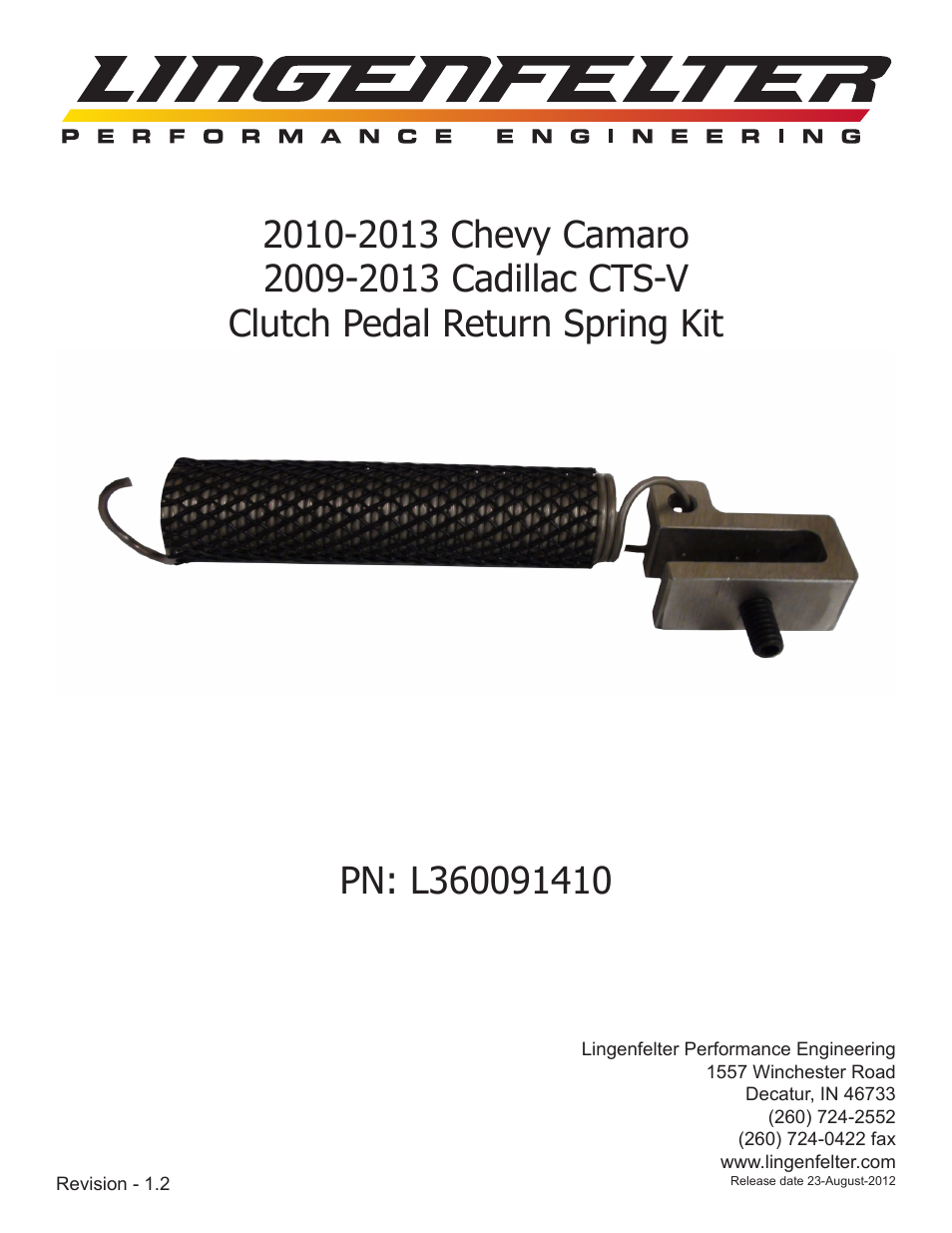 L360091410 Lingenfelter Camaro CTS-V Clutch Return Spring Kit v1.2