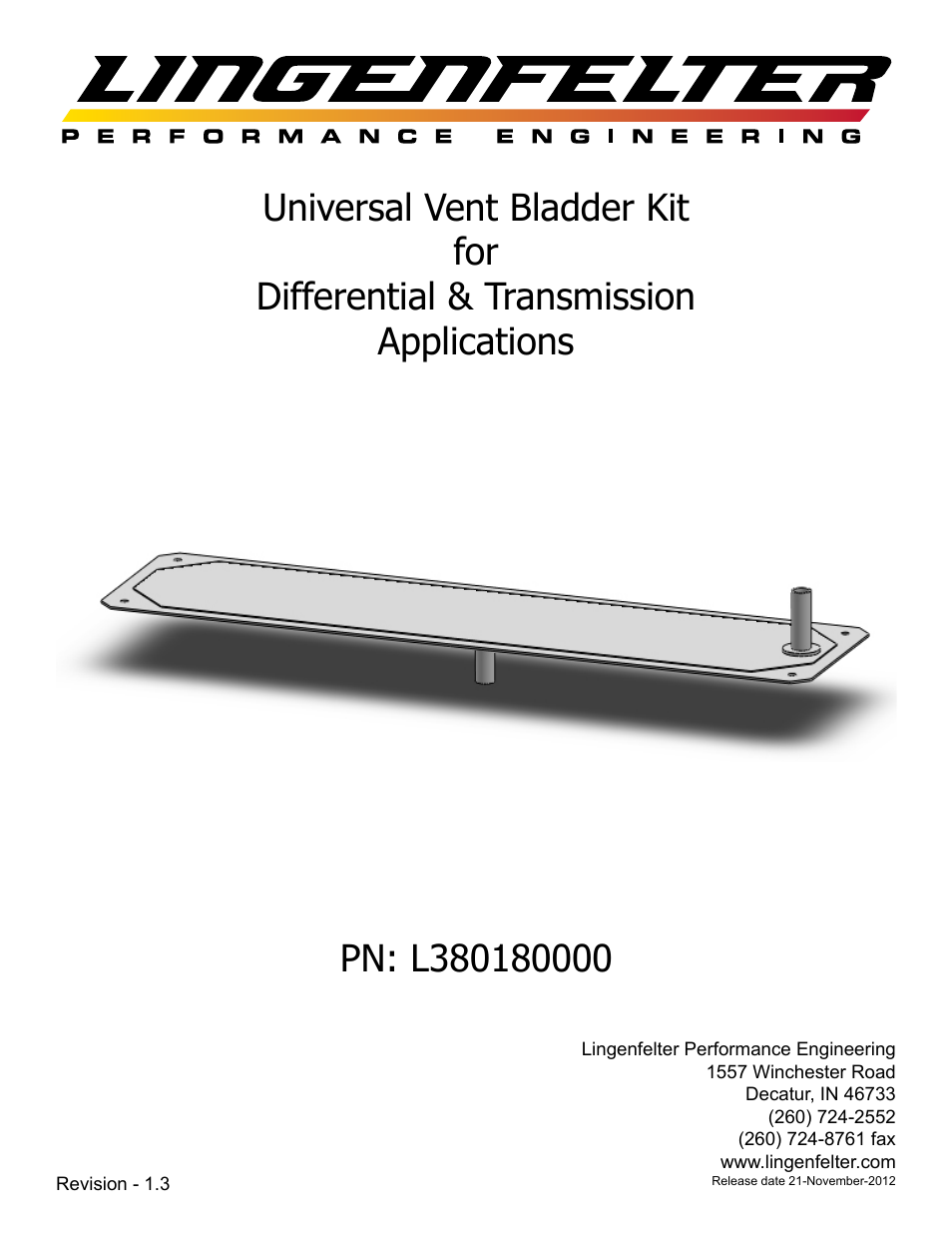 L380180000 Lingenfelter Differential & Transmission Vent Bladder Kit v1.3