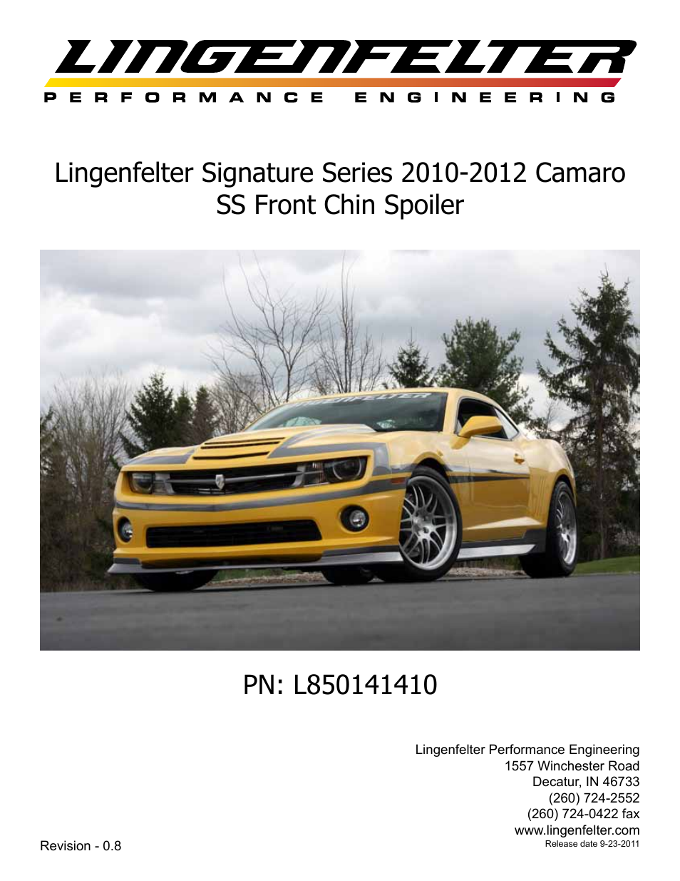 L850141410 Camaro Front Chin Spoiler v0.8