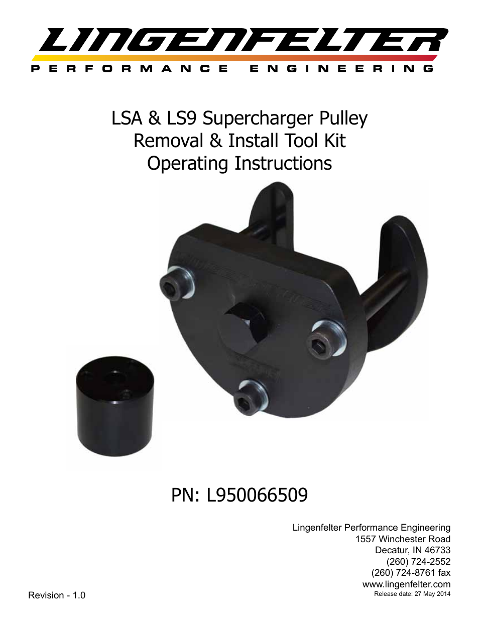 L950066509 LSA & LS9 Pulley Removal & Install Kit v1.0