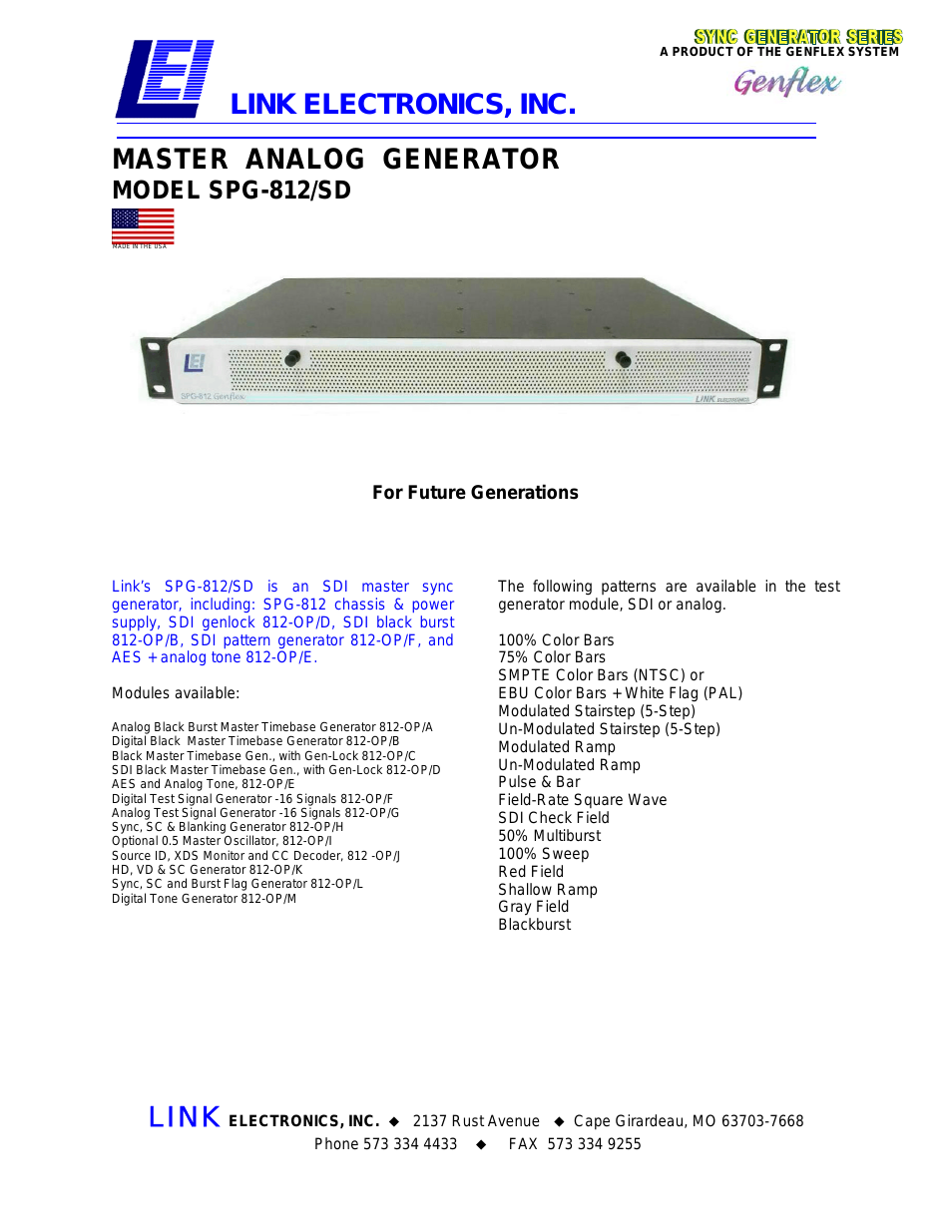Master Analog Generator SPG-812/SD