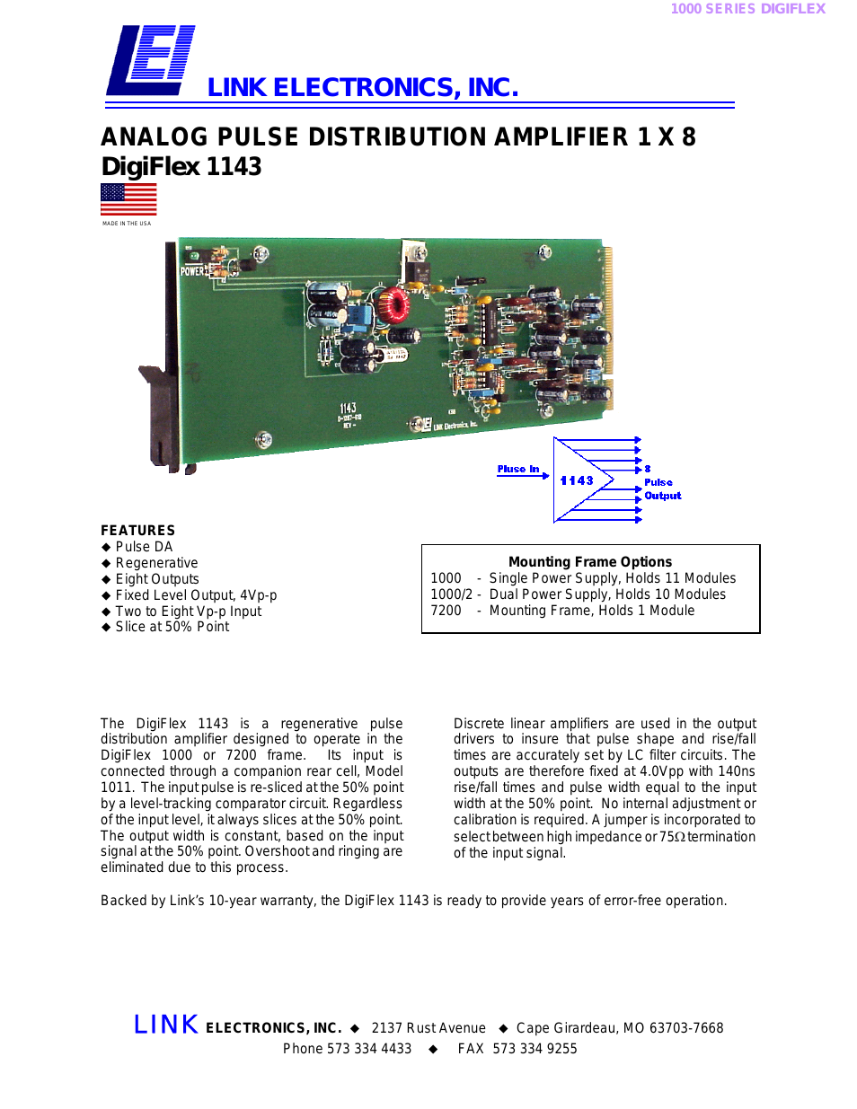 Analog Pulse Distribution Amplifier DigiFlex 1143