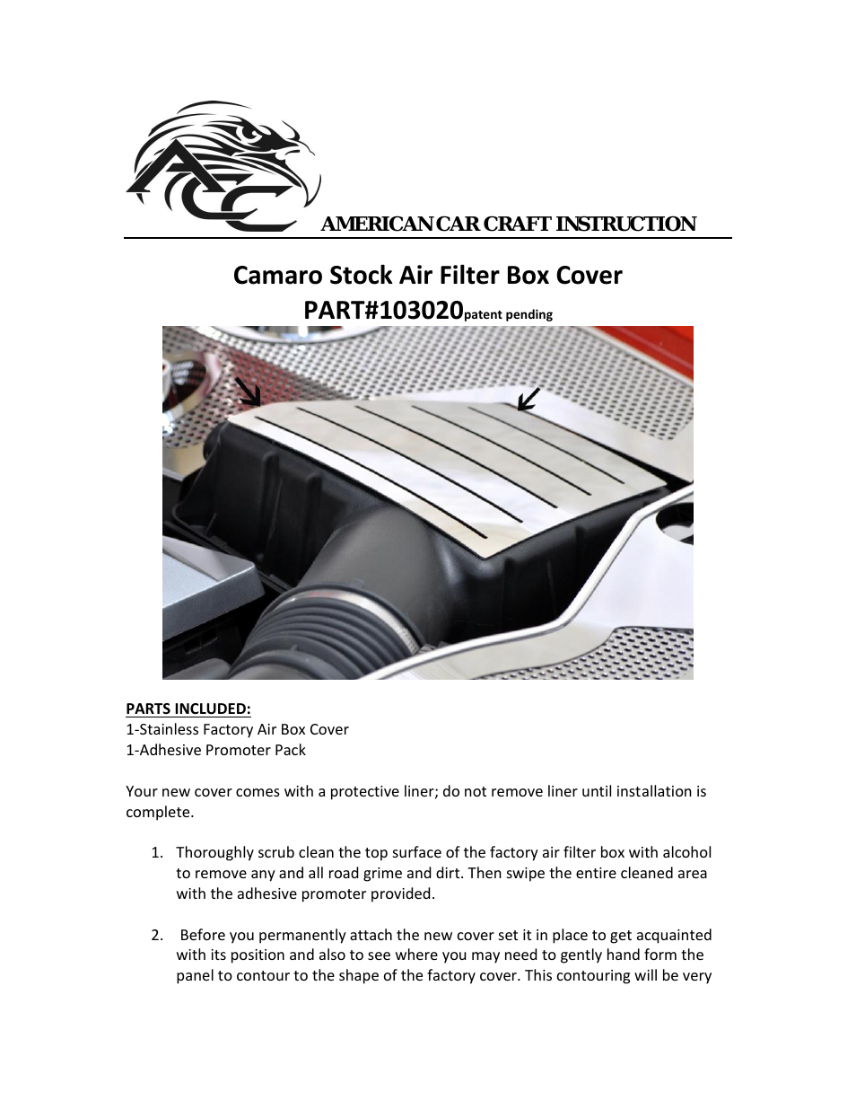 Camaro Air Box Filter Cover Polished Stock 2010-2013
