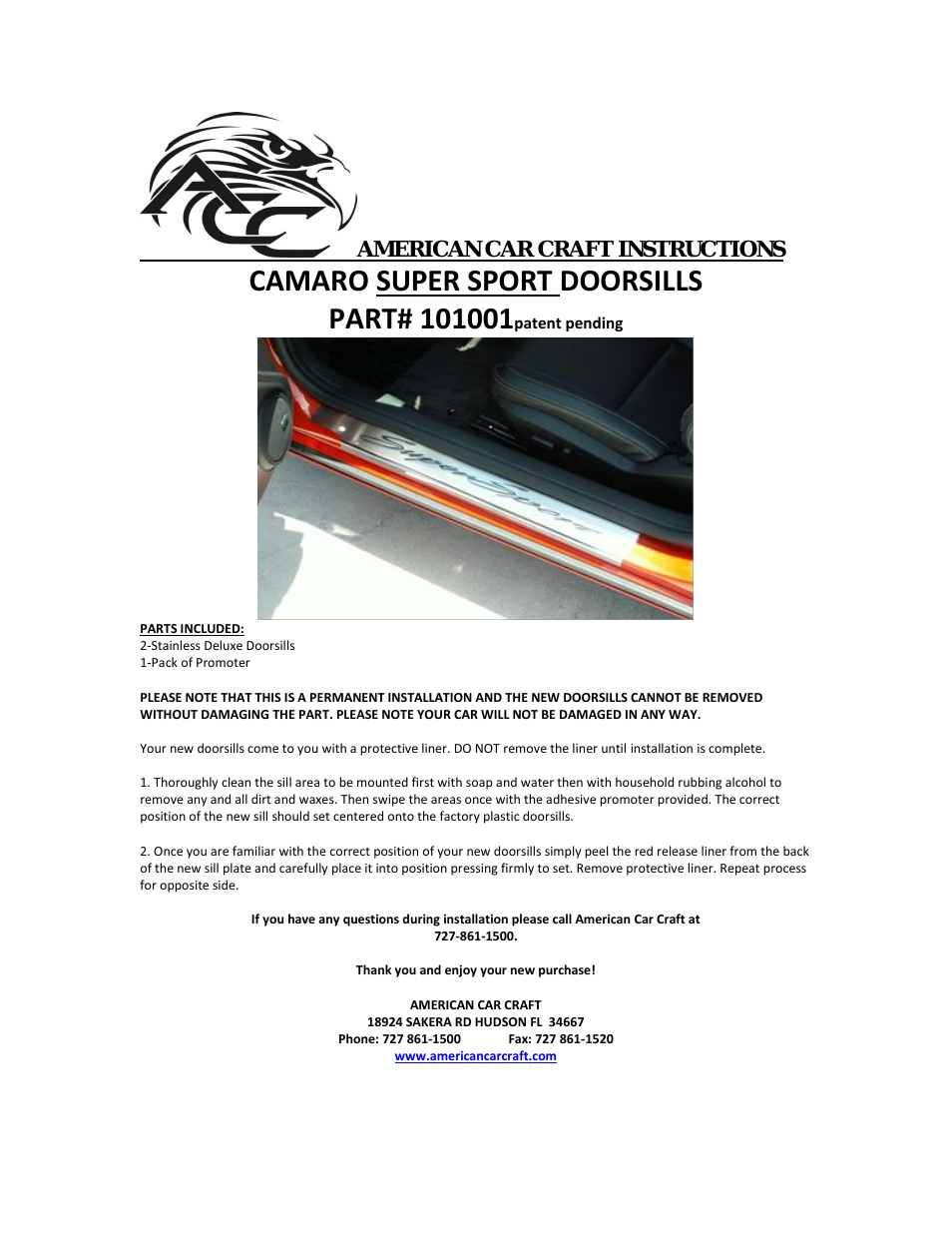 Camaro Doorsills Brushed_Polished "Super Sport 2Pc Outer 2010-2013"