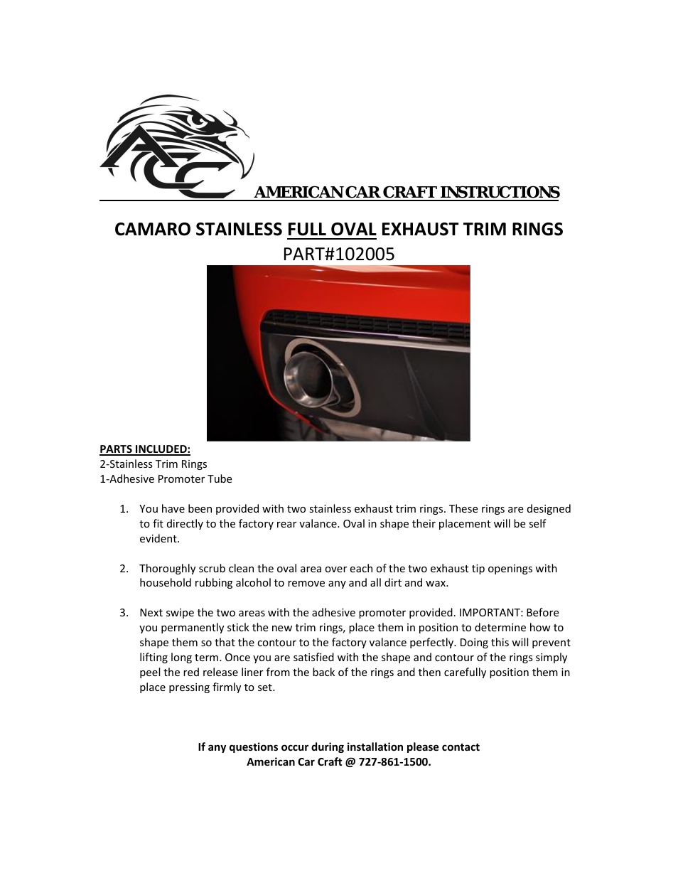 Camaro Exhaust Trim Rings Polished Full Oval 2Pc 2010-2013