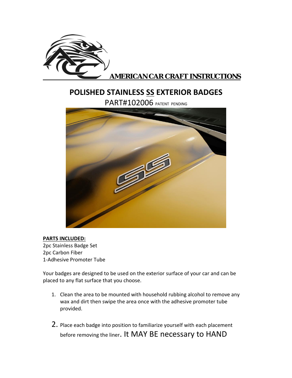 Camaro Exterior Badges Polished_Carbon Fiber "SS 2Pc 2010-2013"