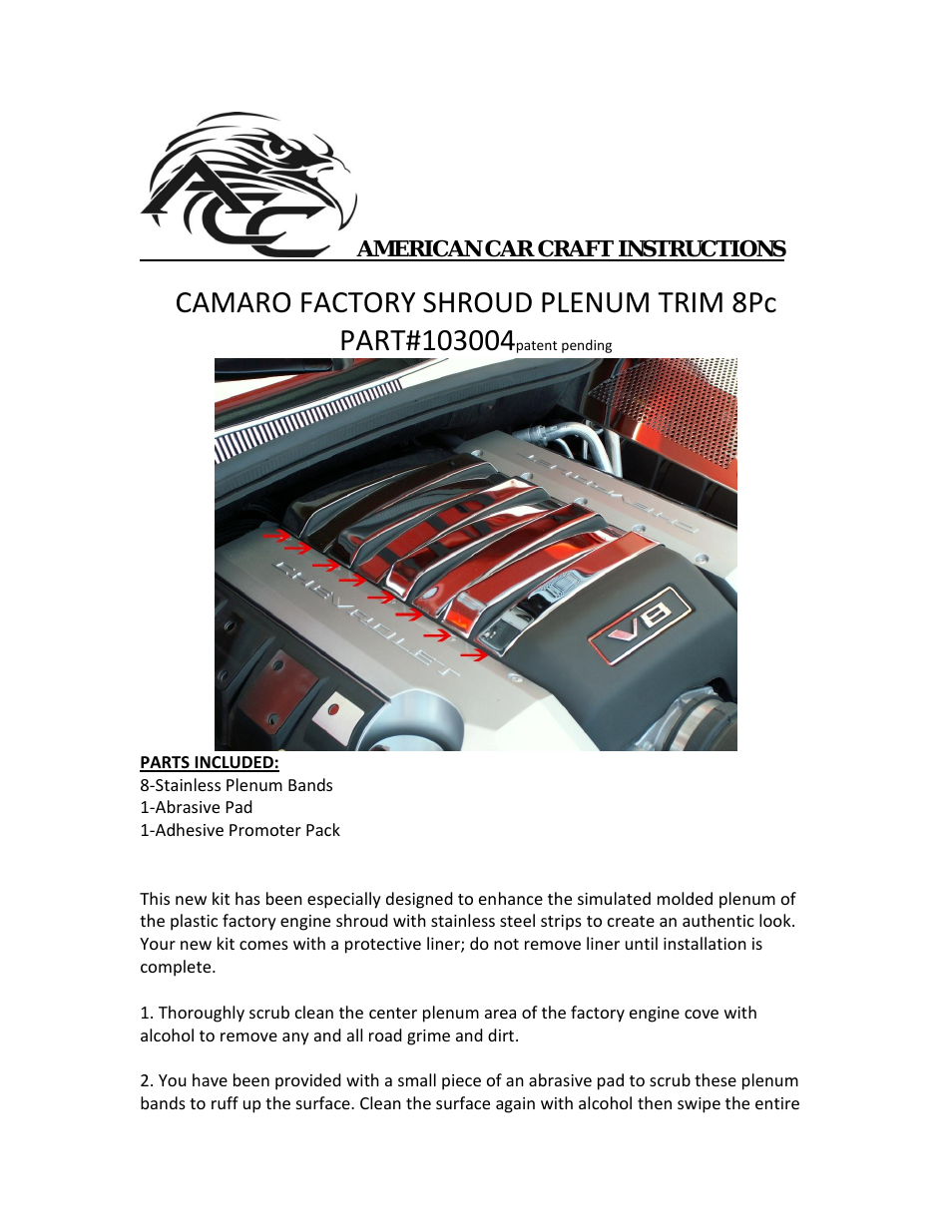 Camaro Factory Shroud Trim Polished Plenum Kit 8Pc 2010-2013