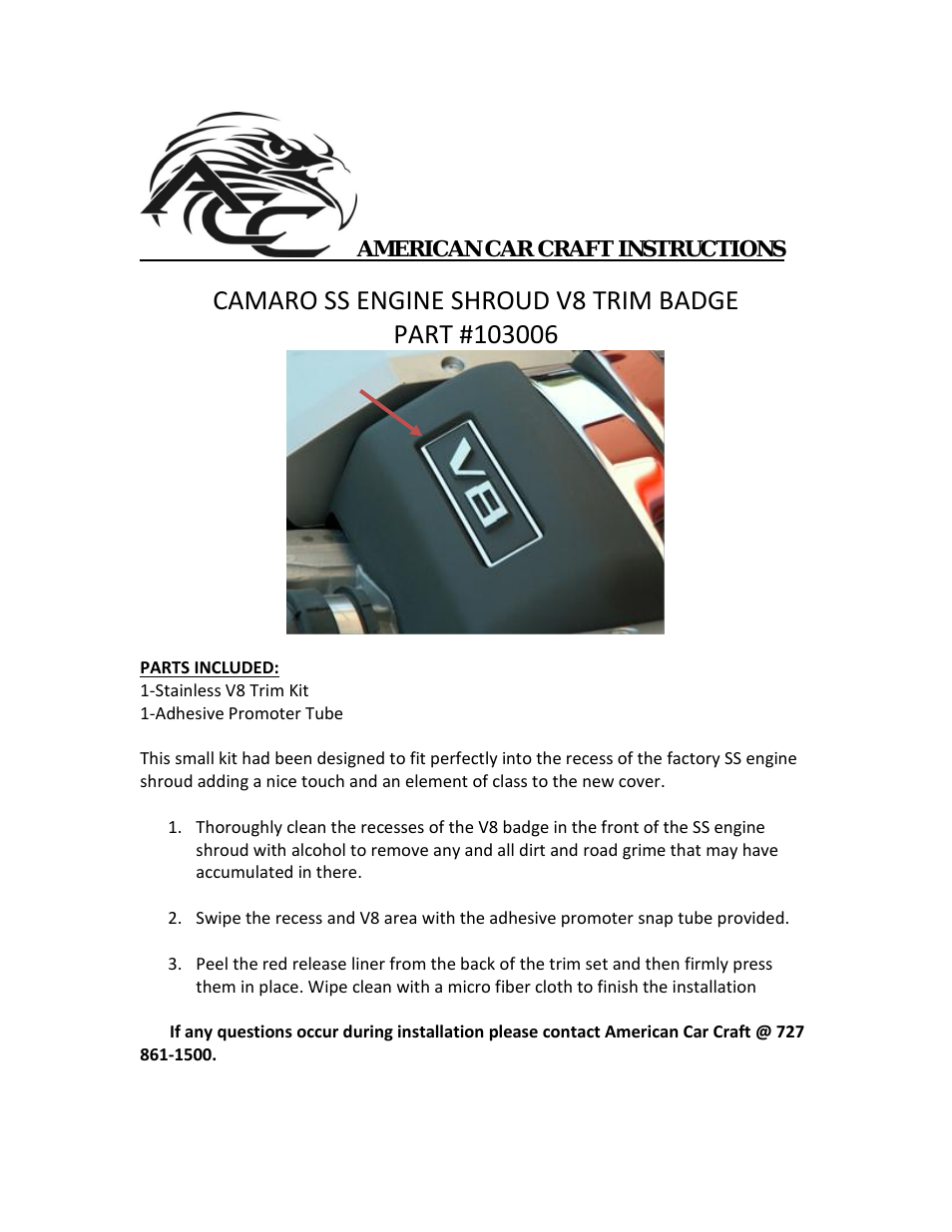 Camaro Factory Shroud Trim Polished V8 Kit 3Pc 2010-2013