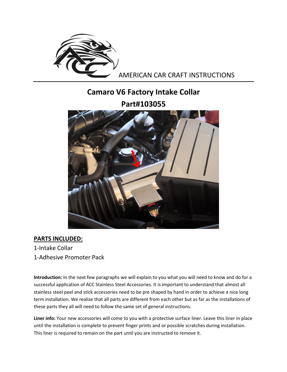 Camaro Filter Box Collar Polished OEM V6 only 2010-2013