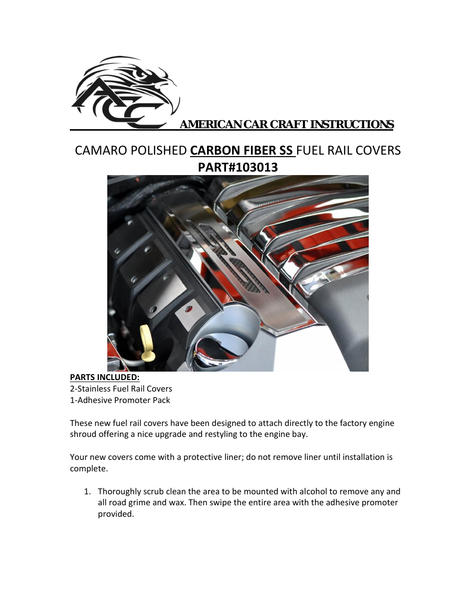 Camaro Fuel Rail Covers Polished Carbon Fiber "SS 2010-2013"