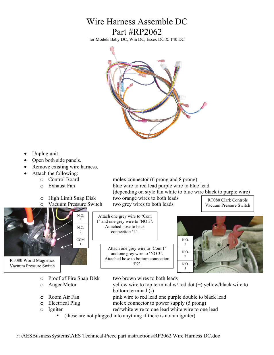 RP2062 DC Wire Harness