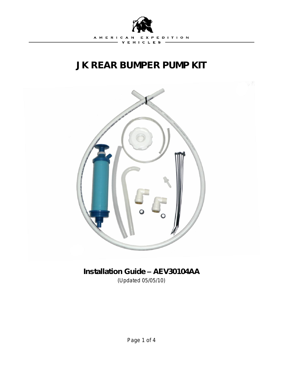 JK Pump Kit, Rear Bumper Water Tank