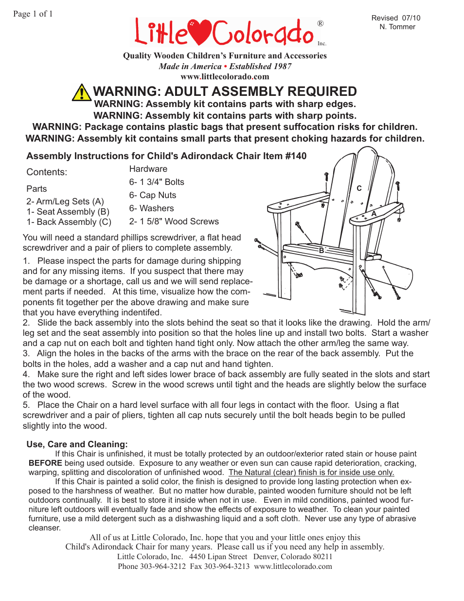 Child's Adirondack Chair 140