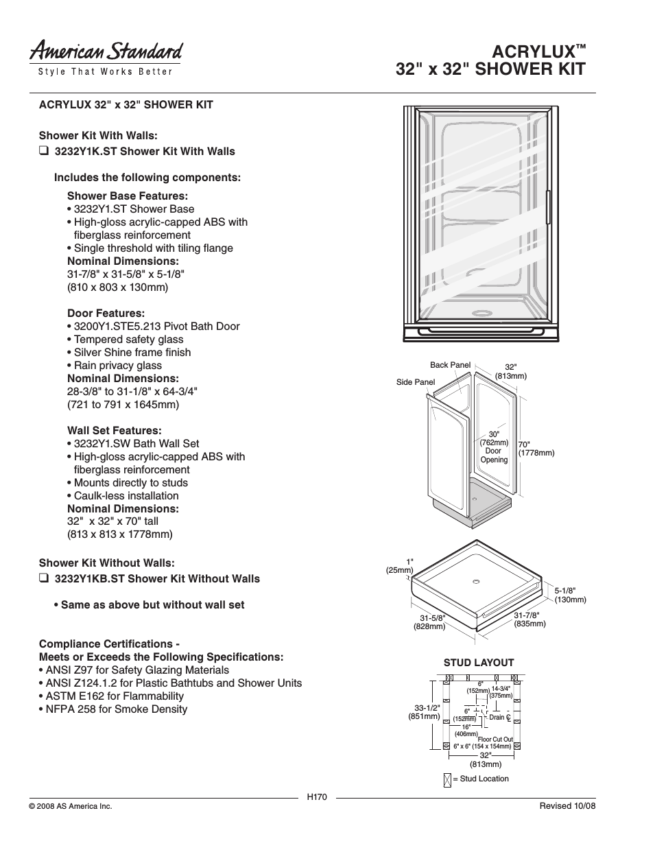 Acrylux Shower Kit 3232Y1KB.ST