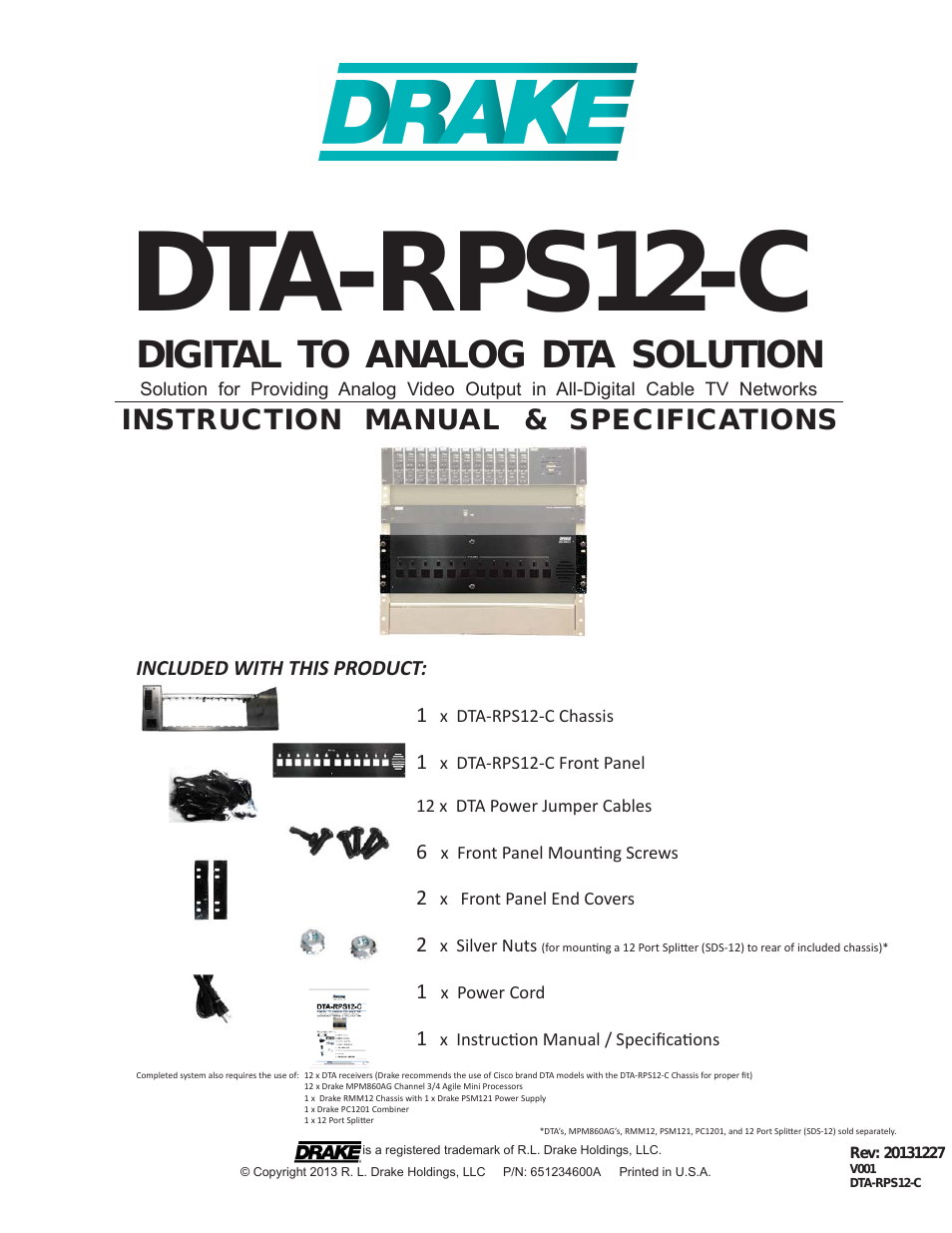 DTA-RPS12-DTA Rack W/Supply