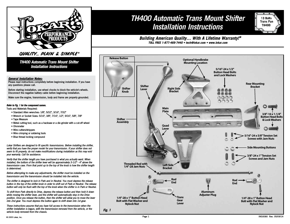 Automatic Trans Mount Shifter TH400