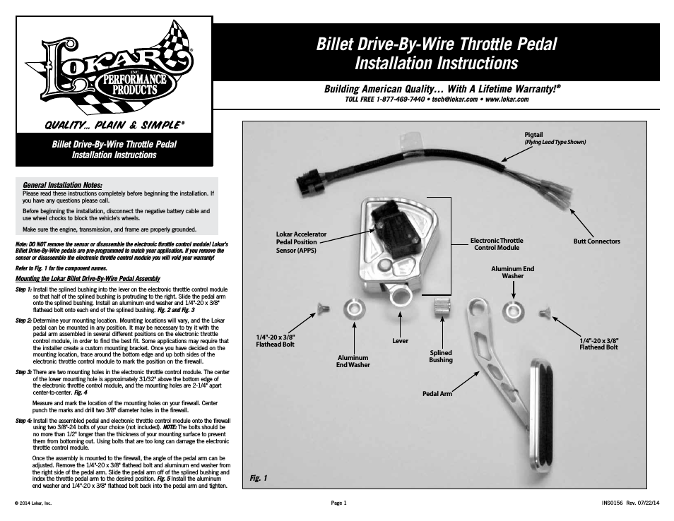 Billet Drive-By-Wire Throttle Pedal