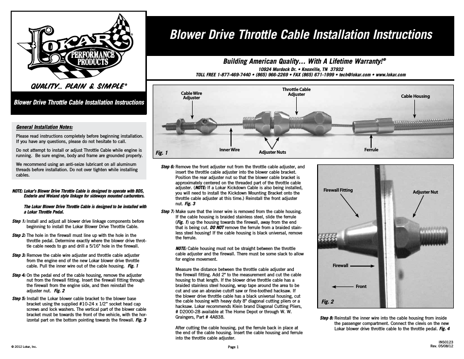 Blower Drive Throttle Cable