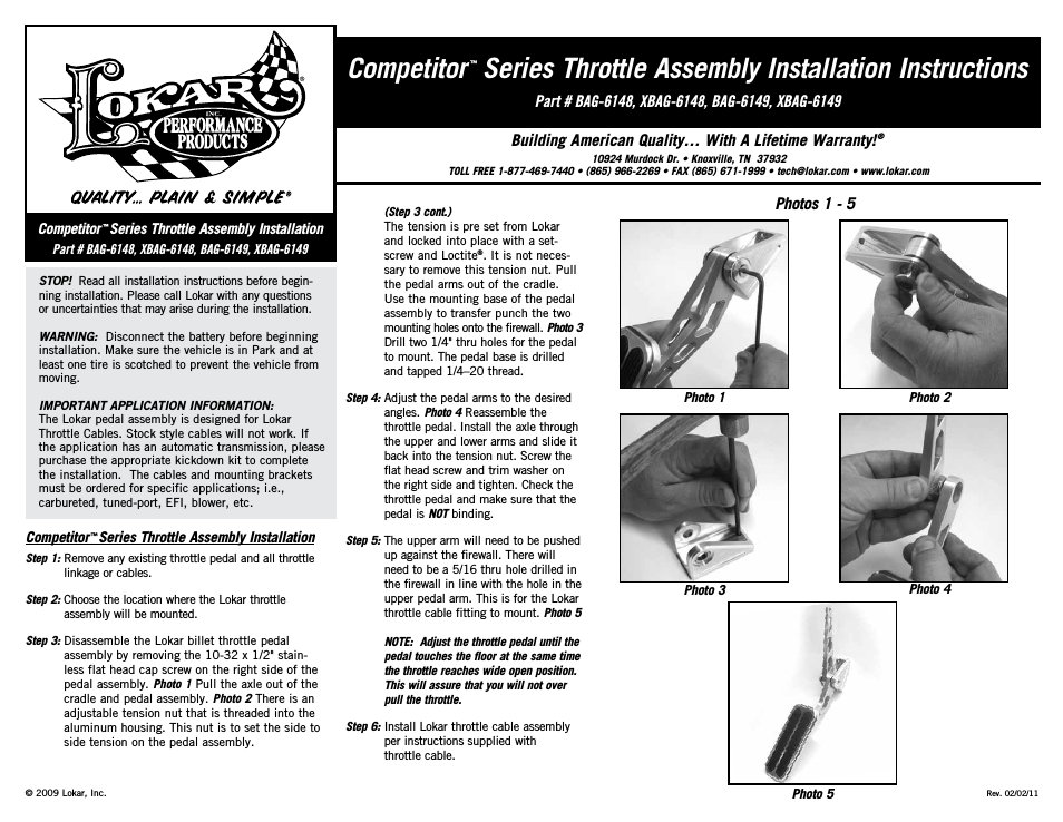 Competitor Series Throttle Assembly