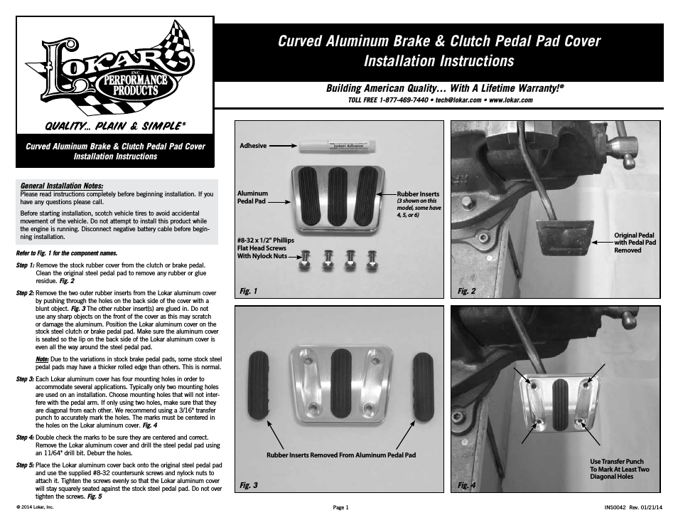 Curved Aluminum Brake & Clutch Pedal Pad Cover