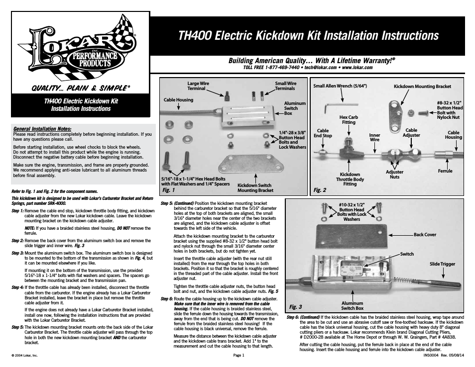 Electric Kickdown Kit TH400